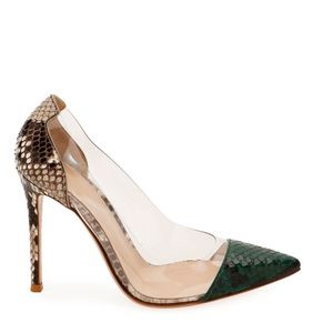 GIANVITO ROSSI Plexi Bicolor Python Pumps in Snake